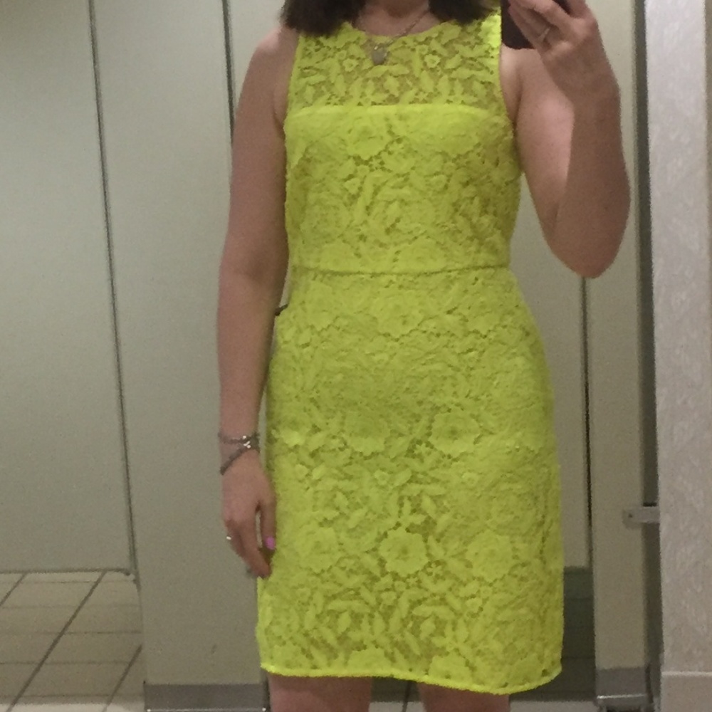 J Crew Collection lace dress neon citrus, 6
